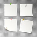 Isolated white sticky notes, vector illustration