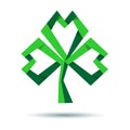 Paper shamrock, trefoil clover icon for St. Patricks Day Royalty Free Stock Photo