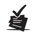 Paper sheet with checkmark icon representing completed business administrative tasks Royalty Free Stock Photo