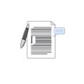 Paper Sheet Document Contract Sign Pen Web Icon Thin Line Royalty Free Stock Photo