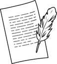 Paper sheet and pen. Black and white drawing Royalty Free Stock Photo