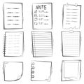 Paper sheet set: notes, reminders, doodle style to-do list, notepad pages