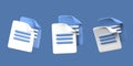Paper sheets of documents of different colors. Working archive. Important information