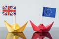 Paper ship with british and european flag Royalty Free Stock Photo
