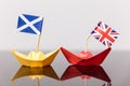 Paper ship with british and scots flag