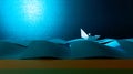 Paper ship in the paper sea. Concept of the theme of bureaucracy Royalty Free Stock Photo