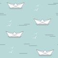 Paper ships seamless background