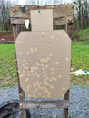 Cardboard silhouette target at the public shooting range. Royalty Free Stock Photo