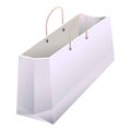 Paper shopping bag with handles 3D realistic white vector isolated icon
