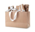 Paper shopping bag with handles full of gift boxes Royalty Free Stock Photo