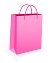 Paper Shopping Bag With Rope Handles. Pink, Vector