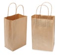 Paper shopping bags on white background, collage Royalty Free Stock Photo