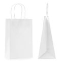 Paper shopping bags on white background, collage Royalty Free Stock Photo