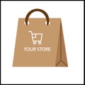 Paper Shopping cart with Color illustration Logo or Icon