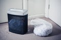 Paper shredder and bag of shredded documents Royalty Free Stock Photo