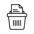 Paper shredder bin with document office supplies security Royalty Free Stock Photo