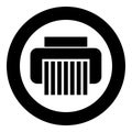 Paper shredder confidential paper grinder document office tools icon in circle round black color vector illustration image solid Royalty Free Stock Photo