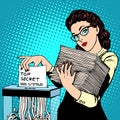 Paper shredder top secret document destroys the Royalty Free Stock Photo