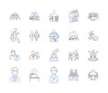Paper shufflers line icons collection. Filing, Organizing, Records, Desk, Sorting, Stacking, Collating vector and linear