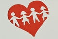 Paper silhouette of children in a heart - Child protection and l
