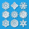 Paper snowflakes. Set 3 Royalty Free Stock Photo