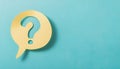 Paper speech bubble with question mark on light blue background, top view. Space for text Royalty Free Stock Photo