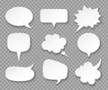 Paper speech bubbles. White blank thought balloons, shouting box. Vintage speech and thinking expression vector bubble Royalty Free Stock Photo
