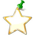 Paper star with pushpin Royalty Free Stock Photo