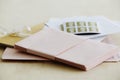 Paper stationery and stamps studio shot Royalty Free Stock Photo