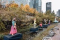 Paper statues in Cheonggyecheon Stream art area in centre of Seoul South Korea