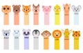 Paper sticker tape are peeled from the corner with animals for children. Vector illustration.