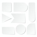 Paper stickers. Blank white labels, tags of different shapes. Isolated vector set Royalty Free Stock Photo