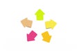 Paper stickers in the form of arrows multi-colored on a white background Royalty Free Stock Photo