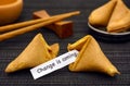 Paper strip with phrase Change is coming from fortune cookie Royalty Free Stock Photo