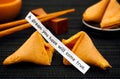 Paper strip with phrase A Dream You Have Will Come True from fortune cookie