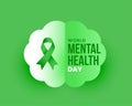 paper style world mental health day green campaign poster design