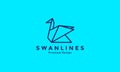 Paper swan or goose lines origami logo design vector icon symbol graphic illustration Royalty Free Stock Photo