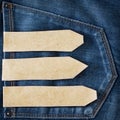 Paper tag on blue denim jeans pocket Royalty Free Stock Photo