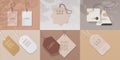 Paper tags. Realistic price labels with overlay shadow effect for shop goods, luggage and gifts. Round and square cards Royalty Free Stock Photo