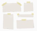 Vector set of pieces ripped note papers with different size and color, with sticky yellow tape. - Illustration