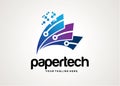 Paper Tech Logo Template Design Vector, Emblem, Design Concept, Creative Symbol Royalty Free Stock Photo
