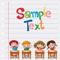 Paper template with kids in classroom