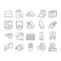 paper towel roll kitchen icons set vector