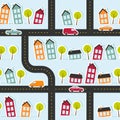 Paper town seamless pattern