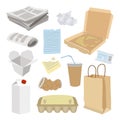 Paper trash icon set, garbage recycle concept