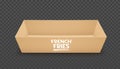 Paper tray brown, front template design isolated on transparent grid background