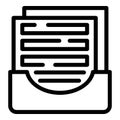 Paper tray icon outline vector. Office storage stack