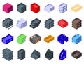 Paper tray icons set isometric vector. Office rack Royalty Free Stock Photo