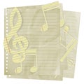 Paper treble clef and music notes on sheet in line Royalty Free Stock Photo