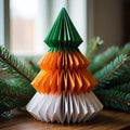 Paper tree with green and orange leaves Royalty Free Stock Photo